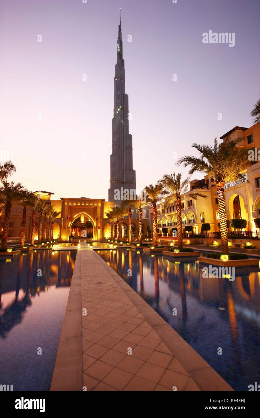 Burj Dubai, tallest building in the world, seen from the Oldtown Dubai, part of Downtown Dubai, United Arab Emirates Stock Photo