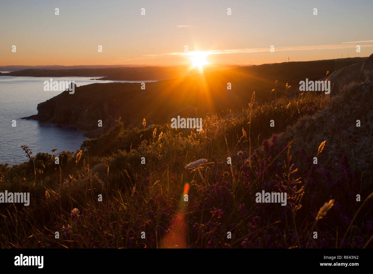 A Rinsey Sunset, Cornwall Stock Photo
