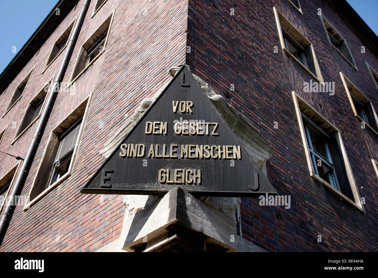 Writing tablet with the inscription 'Vor dem Gesetz sind alle Menschen gleich', 'Before the law, everyone is equal' at the Stock Photo