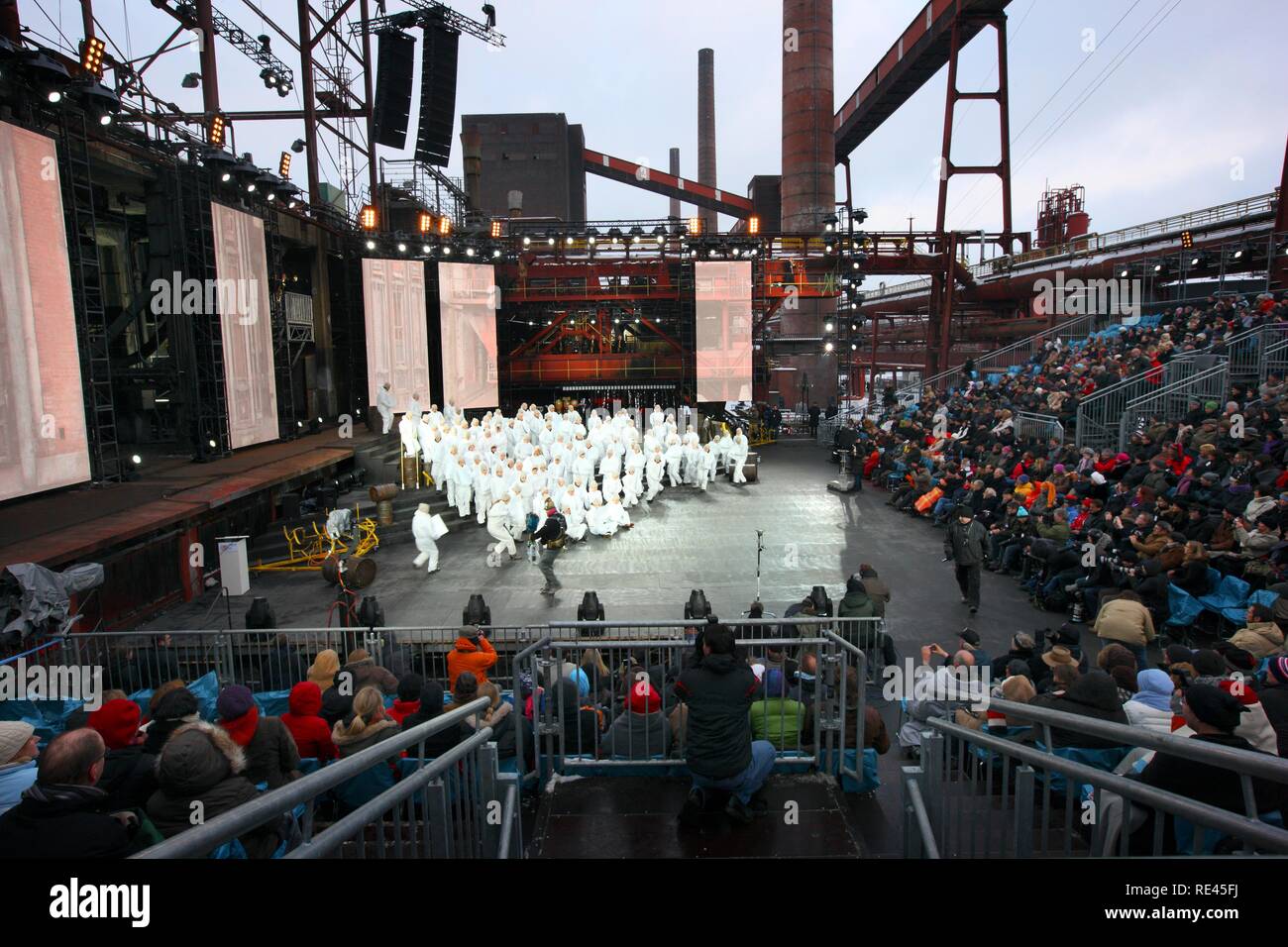 Dress rehearsal of the kick-off event for the Capital of Culture year 2010, Kokerei Zollverein coking plant, a part of the Zeche Stock Photo