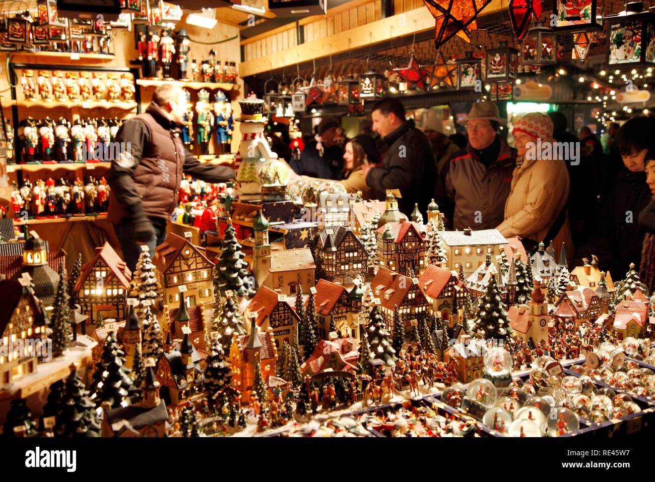 Miniature houses, figurines, Christmas village, Christmas market at the cathedral, old town, Salzburg, Austria, Europe Stock Photo