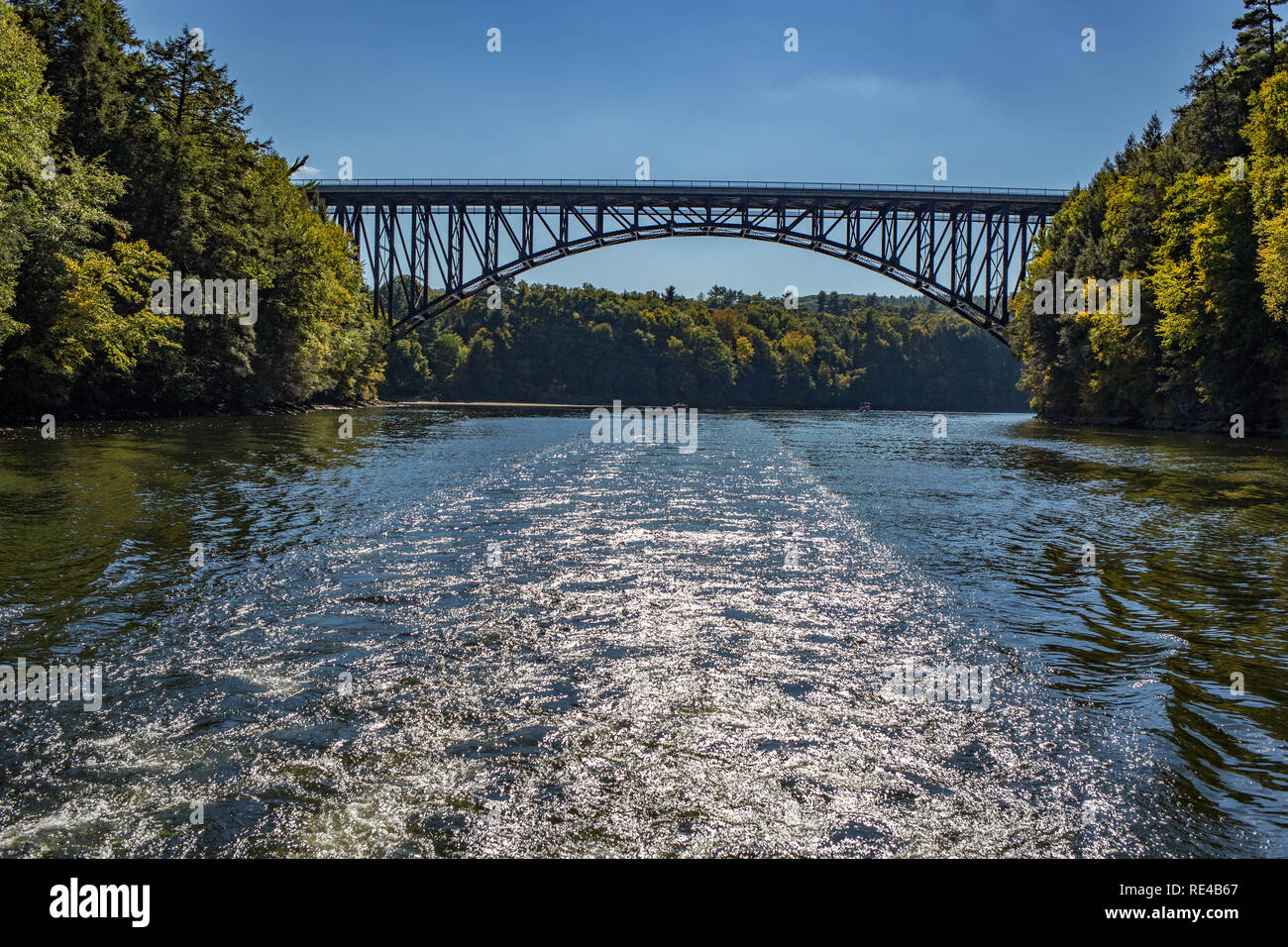 The French King Bridge over the Connecticut River in Erving and Gill, Massachusetts Stock Photo