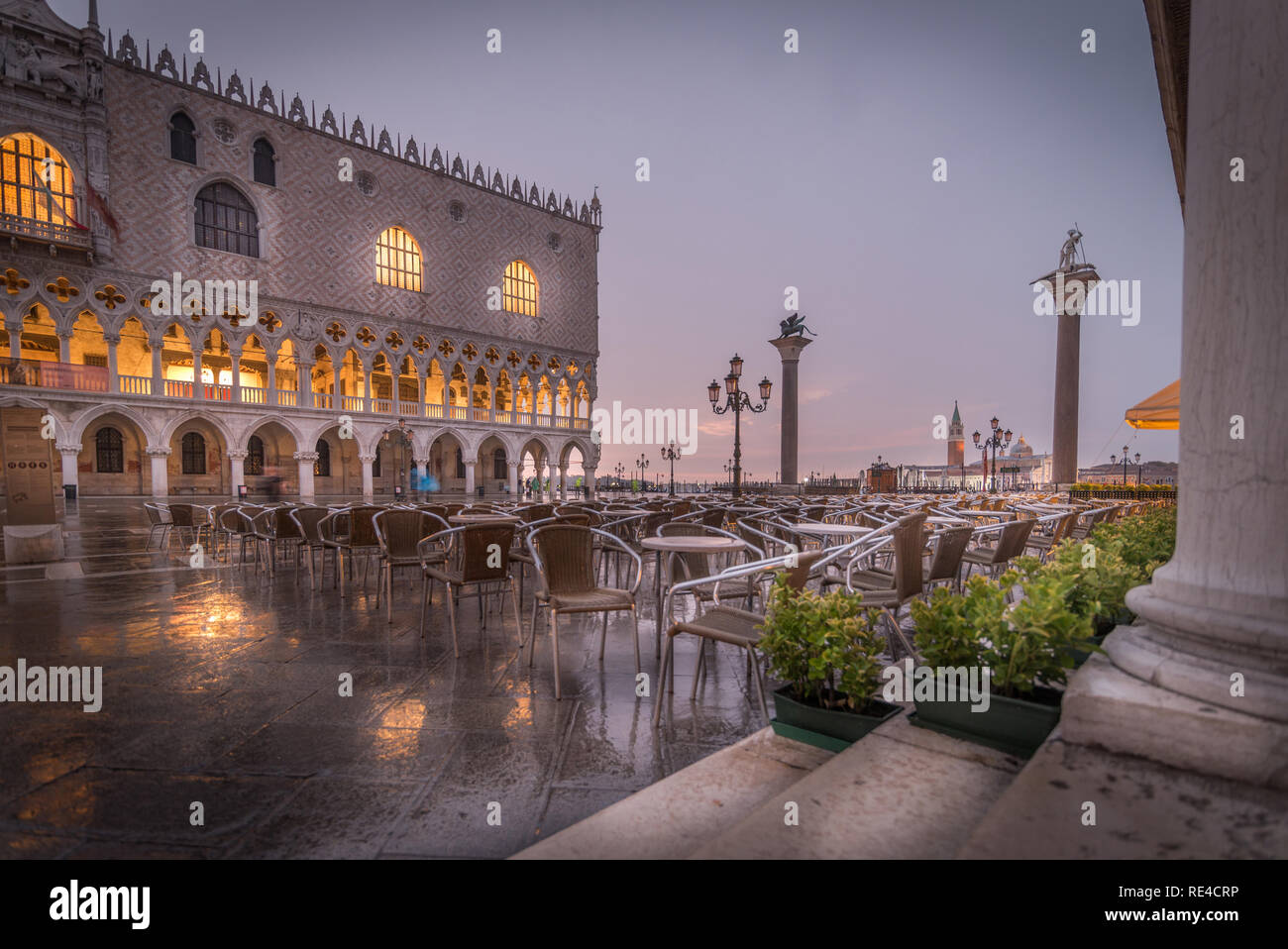 Rainy early morning in Venice Stock Photo