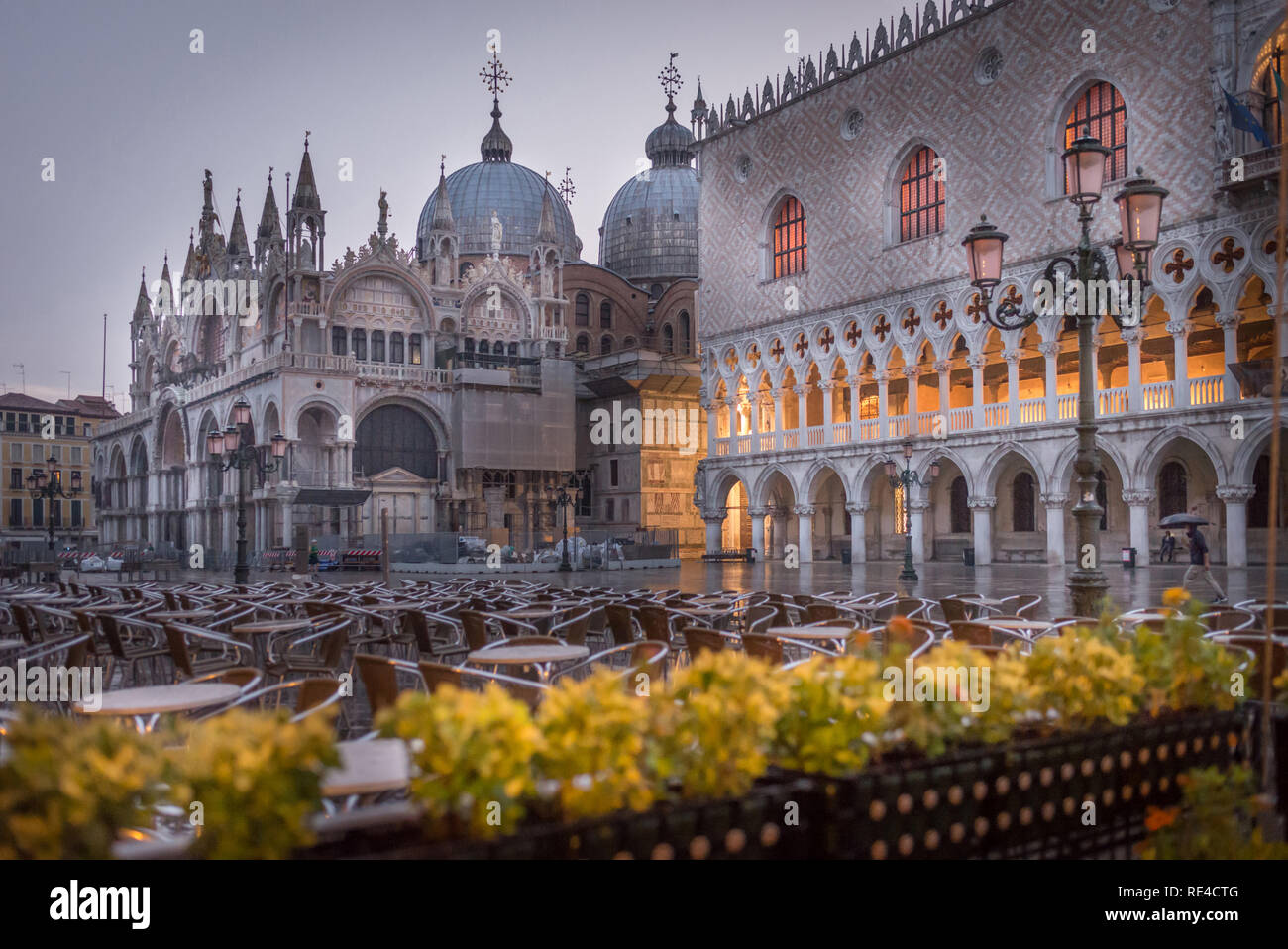 Rainy early morning in Venice Stock Photo
