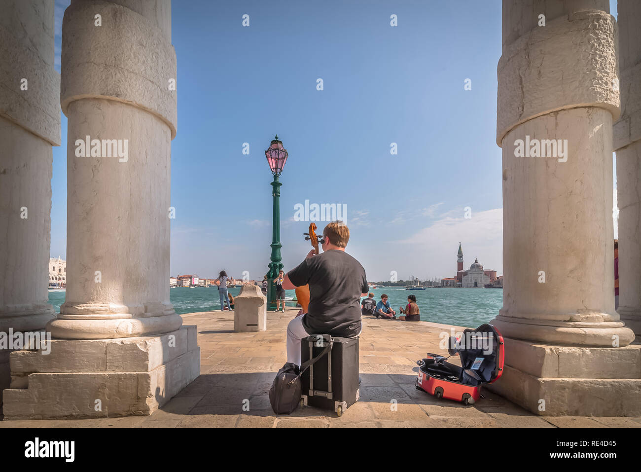 violoncellist in Venice Stock Photo