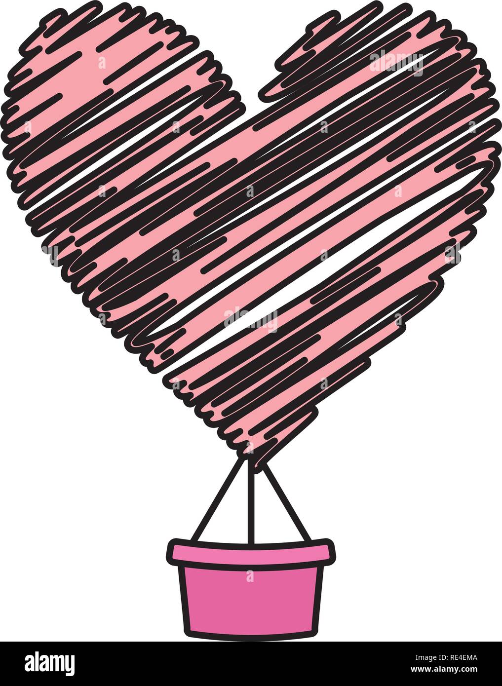 abstract balloon air hot with hearts shape vector illustration design ...