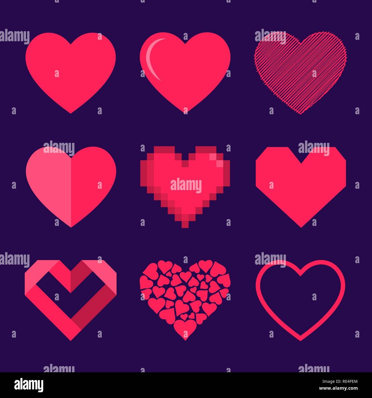 Set of hearts, vector icon. Isolated vector illustration Stock Vector ...