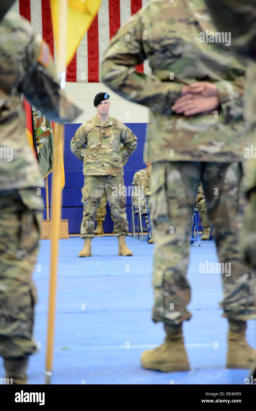 U.S. Army Cpt. Alexander J. Blake center, Commander for Headquarters and Headquarters