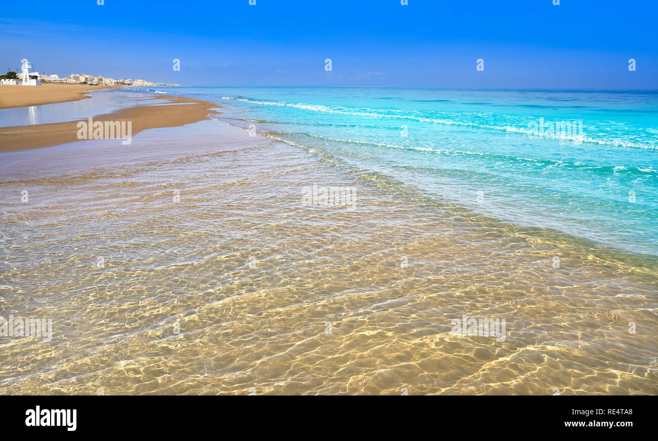 Playa de la Mata beach in Torrevieja of Alicante in Spain at Costa Blanca Stock Photo