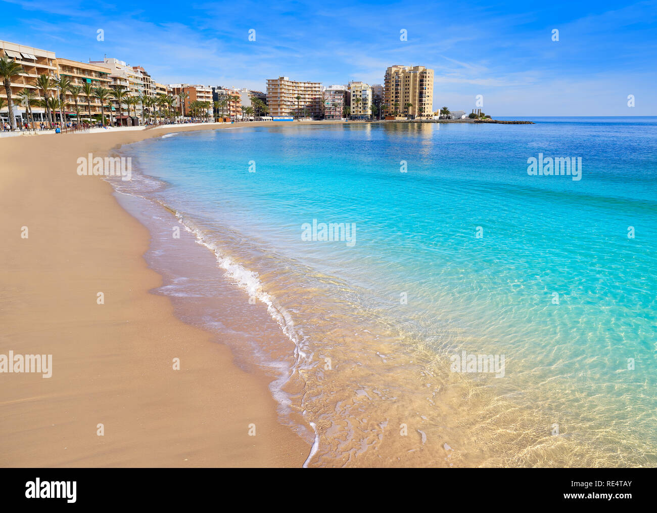 Playa del Cura beach in Torrevieja of Alicante Spain at Costa Blanca Stock Photo