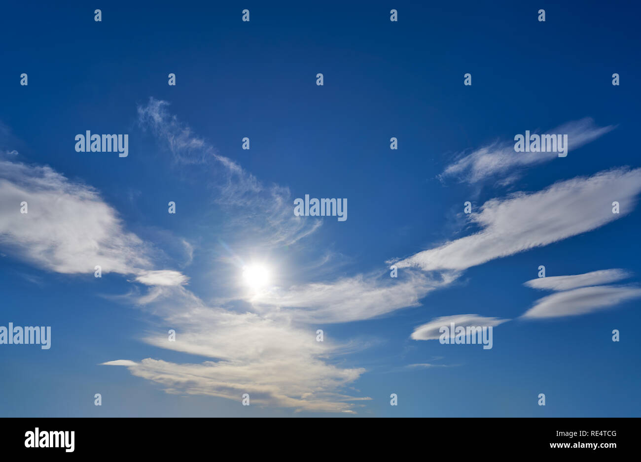 Blue sky in summer with white clouds background Stock Photo - Alamy