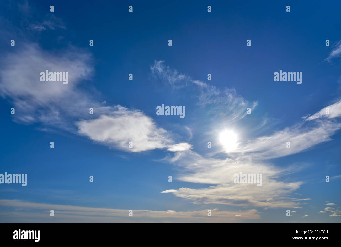 Blue sky in summer with white clouds background Stock Photo - Alamy