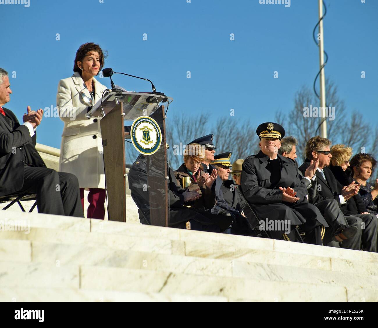 Rhode Island's 75th Governor, the Honorable Gina Raimondo addresses attendees at an inauguration