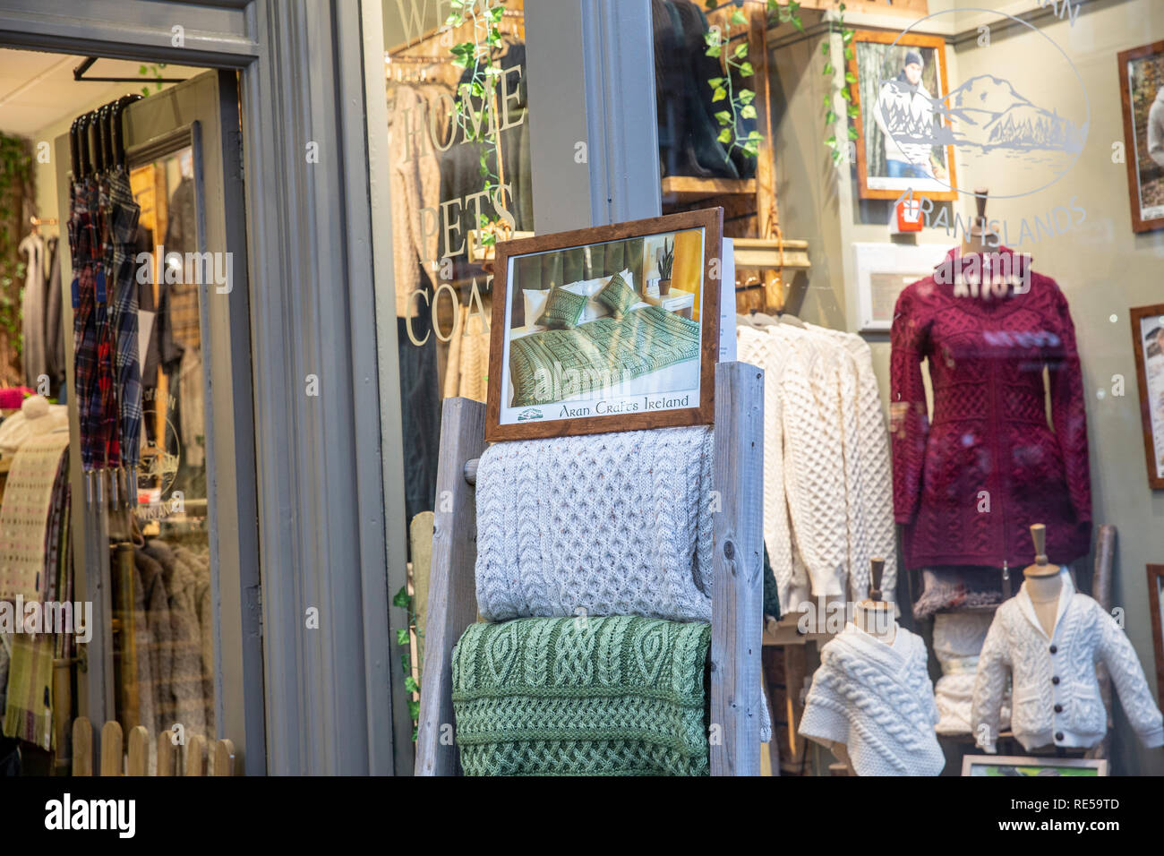 Aran wool store shop selling warm aran clothing, Edinburgh,Scotland
