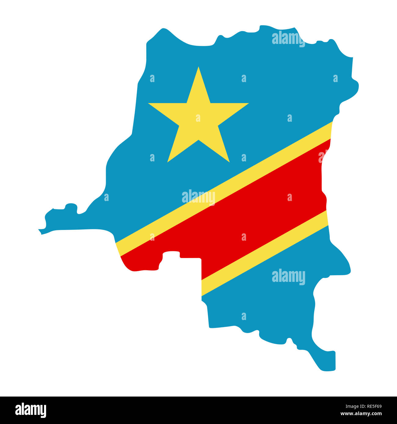 map of Democratic Republic of the Congo with flag inside. Democratic Republic of the Congo map  illustration Stock Photo