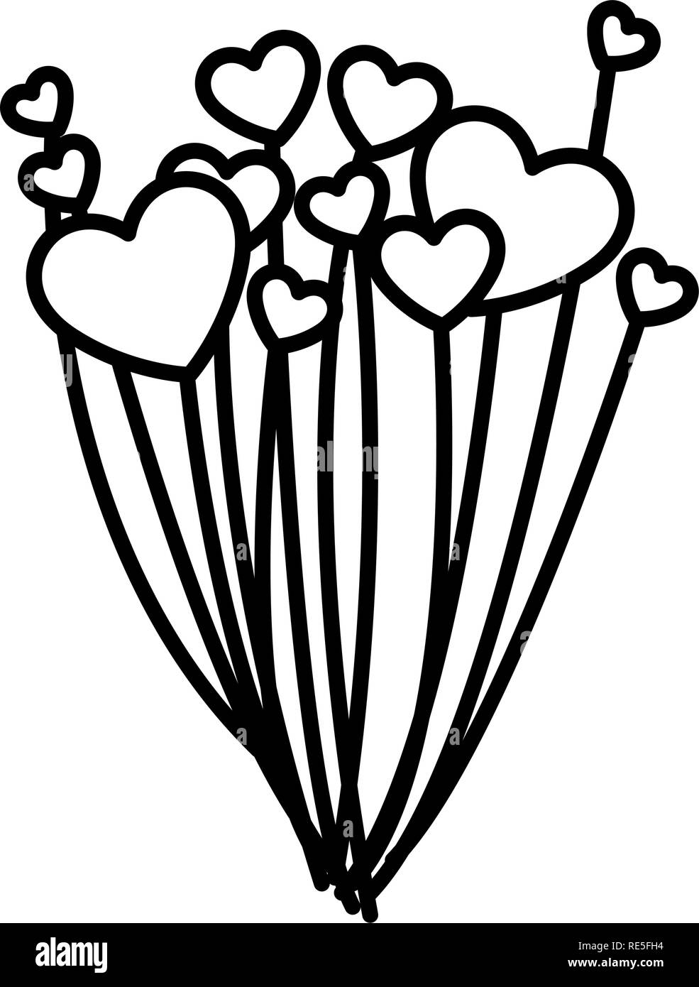 balloons helium with hearts shape vector illustration design Stock ...