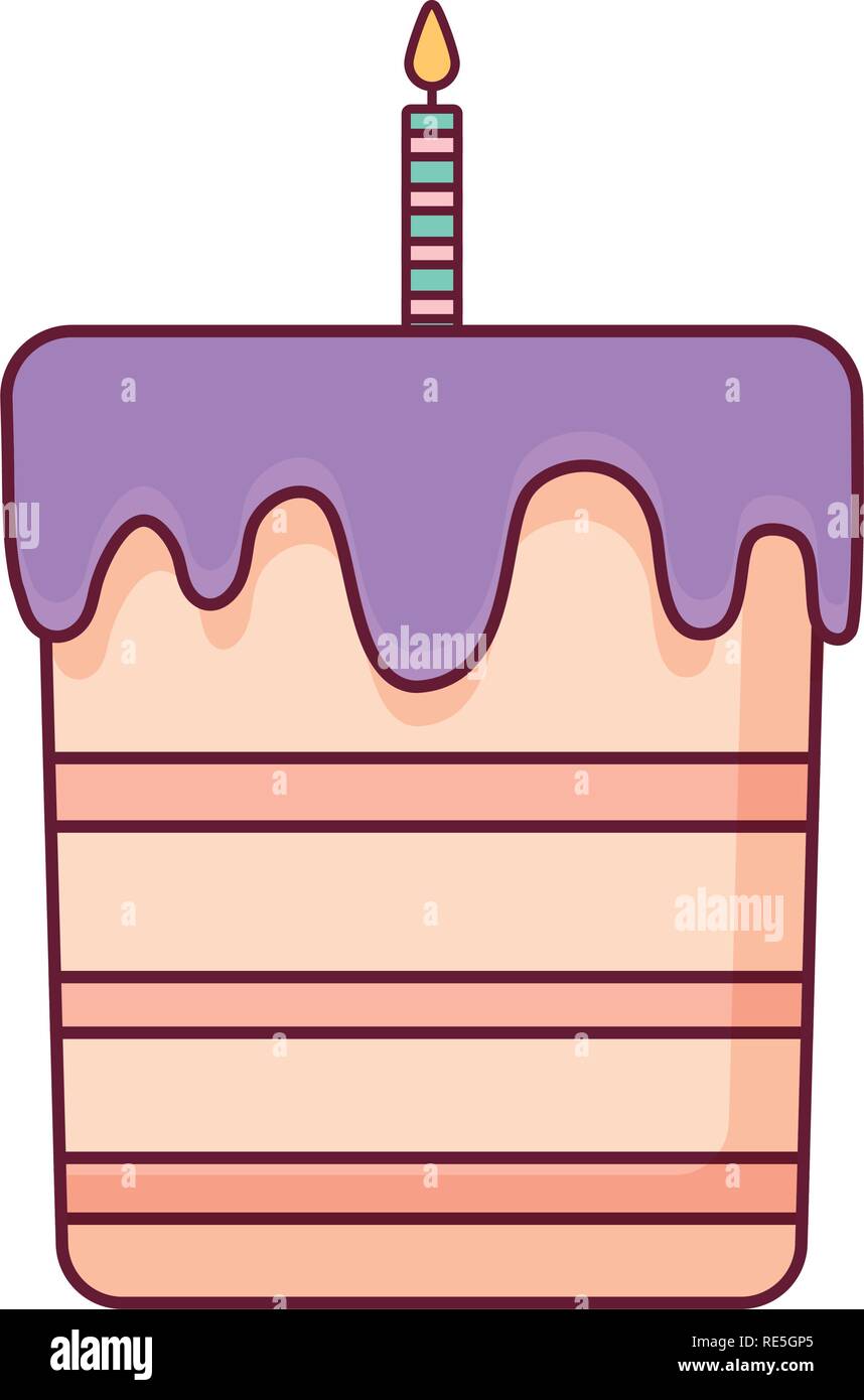 sweet birthday cake with candle vector illustration design Stock Vector ...