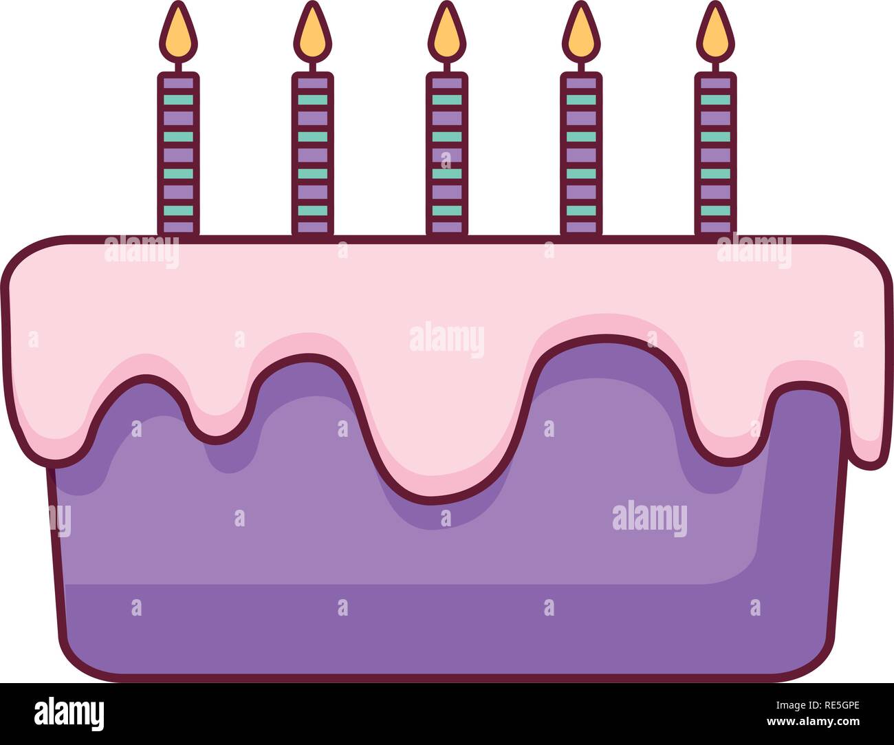 sweet birthday cake with candles vector illustration design Stock ...