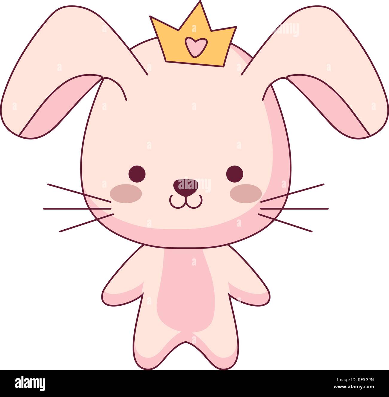 cute and little rabbit with crown character vector illustration design ...