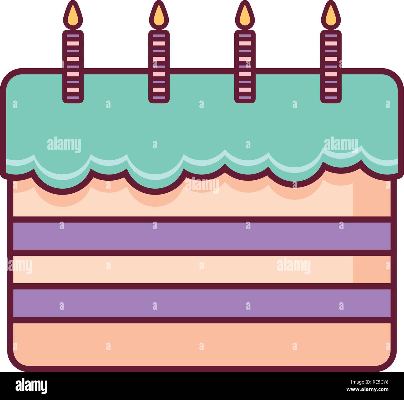 sweet birthday cake with candles vector illustration design Stock ...
