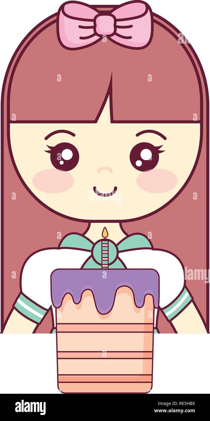 cute and little girl with sweet cupcake vector illustration design ...