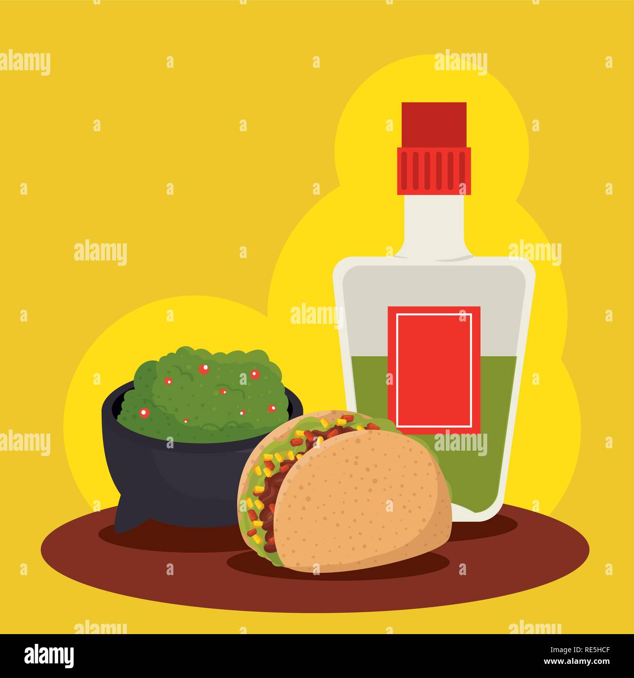 mexican food with tequila to traditional celebration Stock Vector Image ...