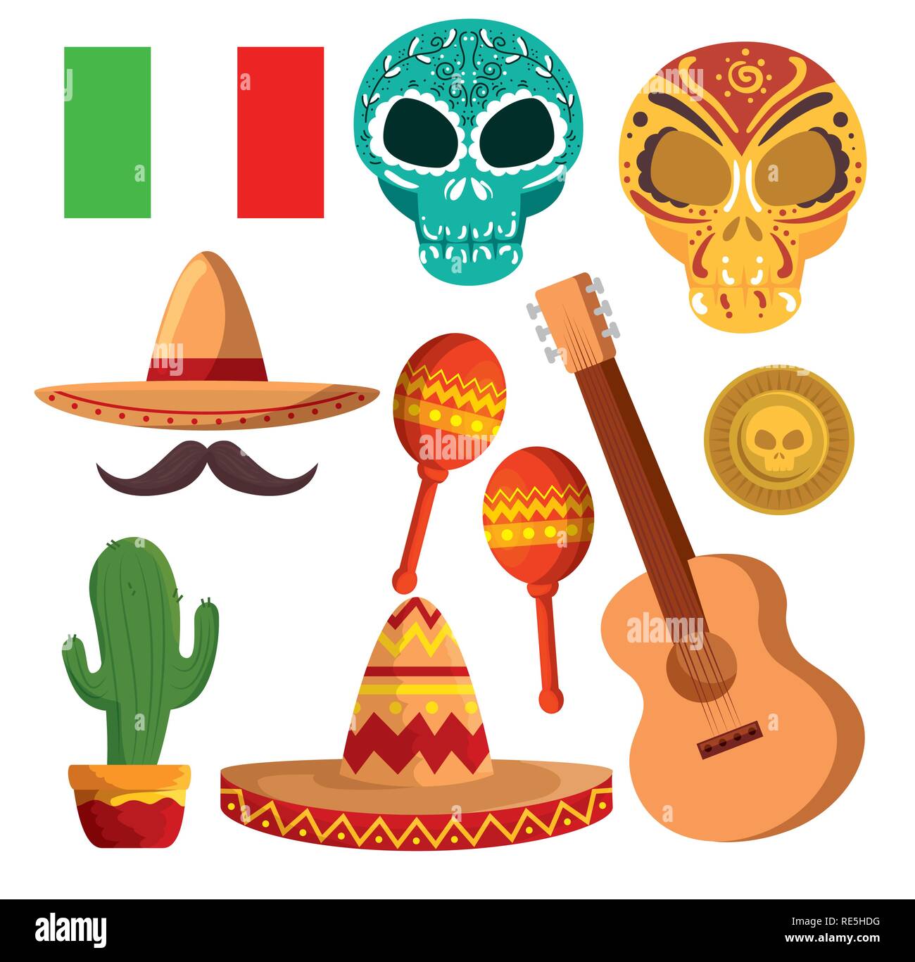 set day of the dead celebration with event decoration Stock Vector set day of the dead celebration with event decoration Stock Vector