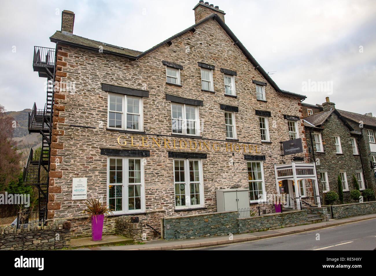 Glenridding hotel and village centre,Glenridding village,Lake District,Cumbria,England Stock Photo