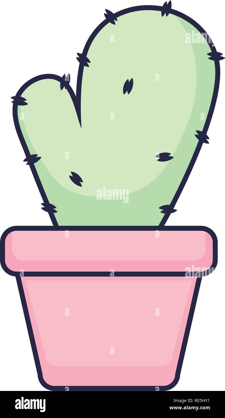 Cactus Pot PNG Image, Cute Green Cactus Cartoon With Pot, Cactus