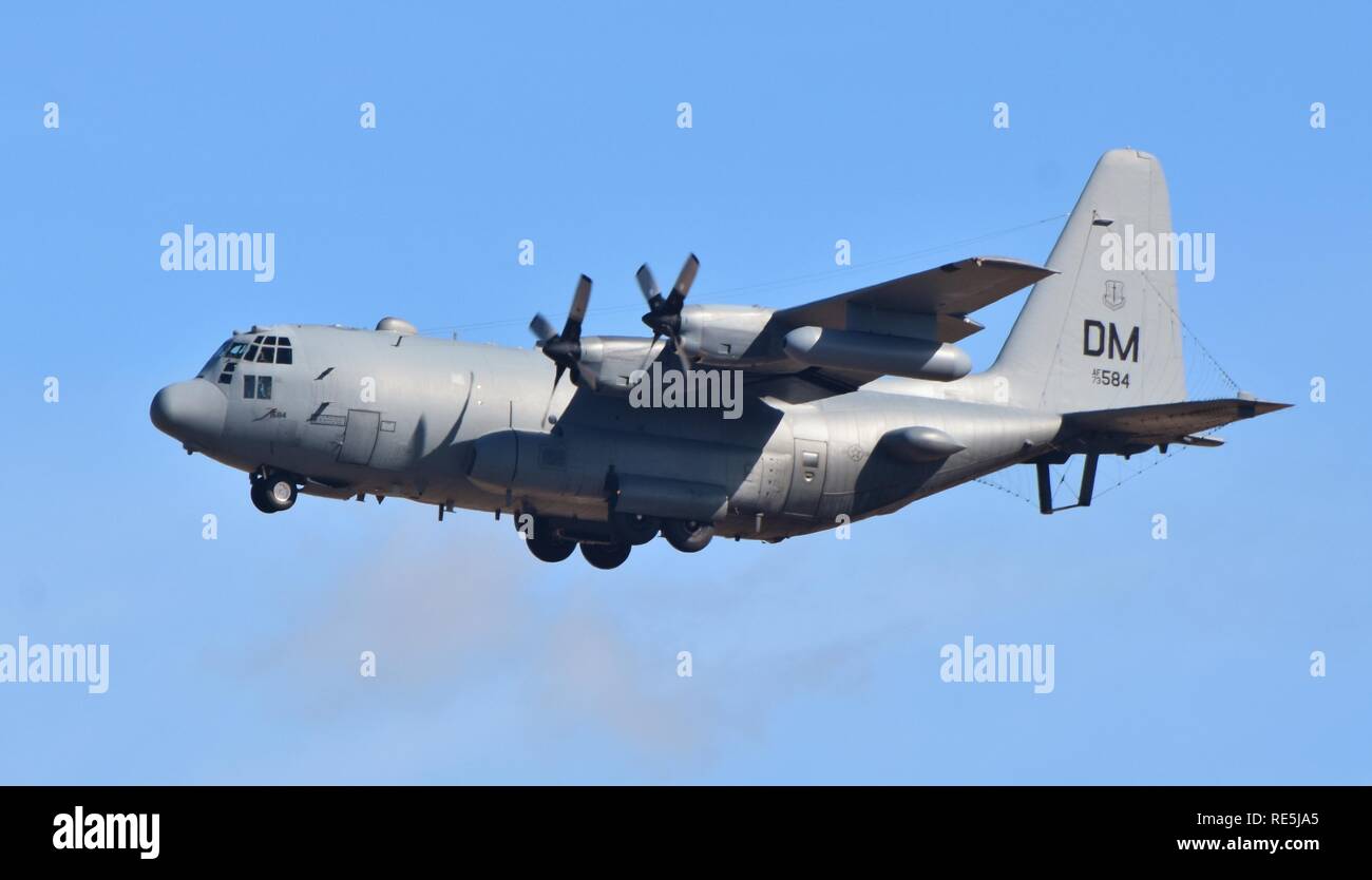 A U.S. Air Force EC-130 Compass Call electronic warfare plane operated from Davis-Monthan Air Force Base in Tucson. Stock Photo