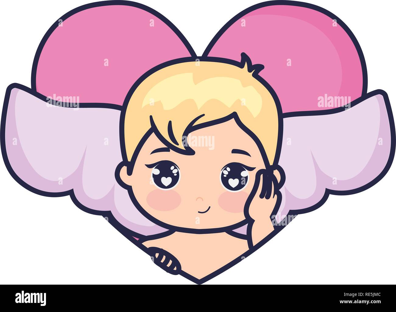 little cupid baby with heart love vector illustration design Stock ...