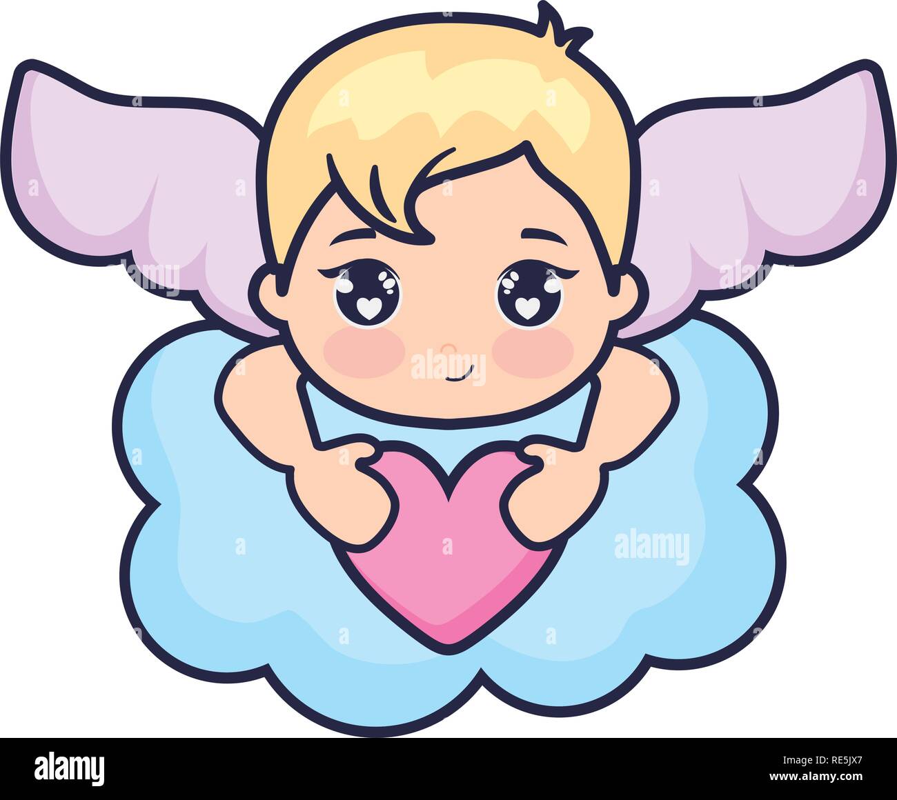 little cupid baby in cloud vector illustration design Stock Vector ...