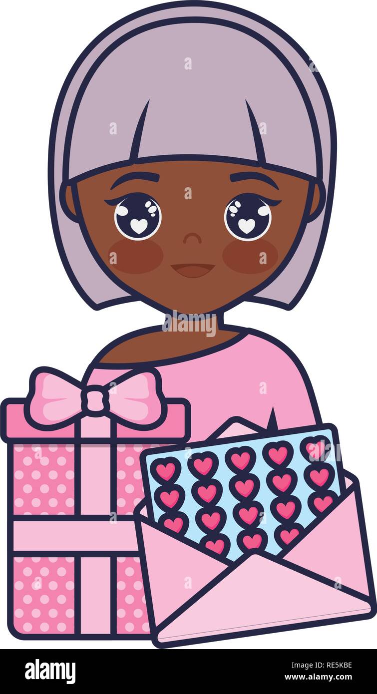 cute and little girl with gifts vector illustration design Stock Vector ...