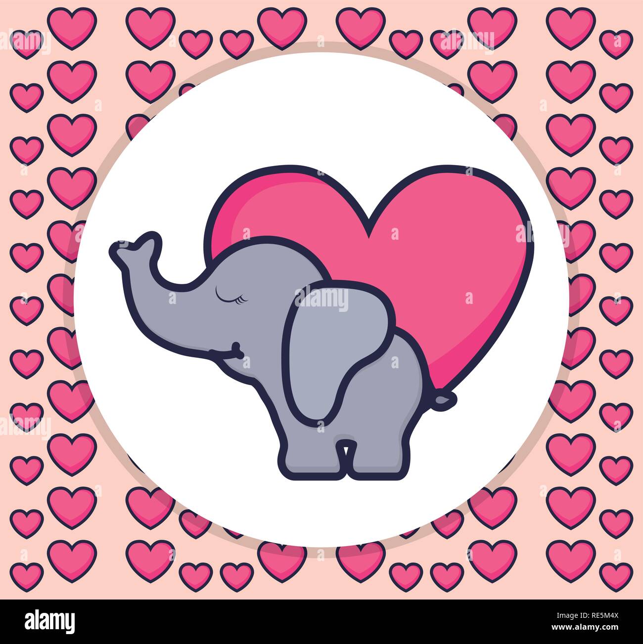cute and little elephant with heart vector illustration design Stock ...
