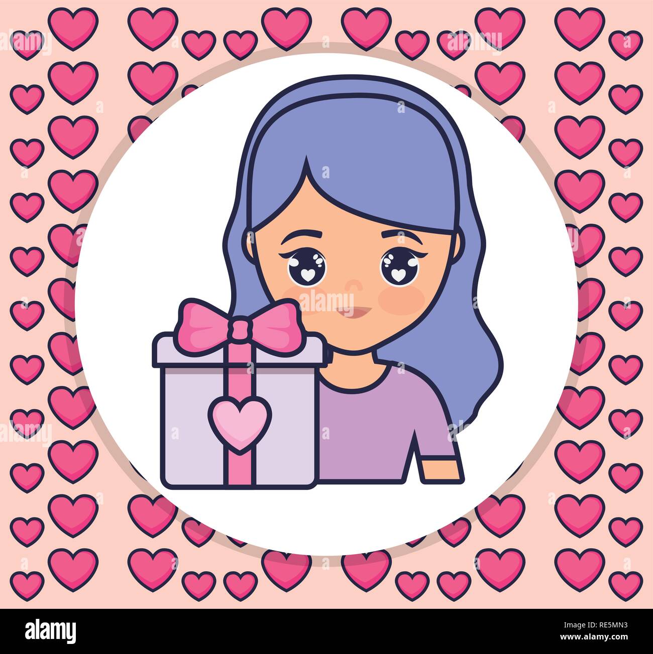 cute and little girl with gift vector illustration design Stock Vector ...