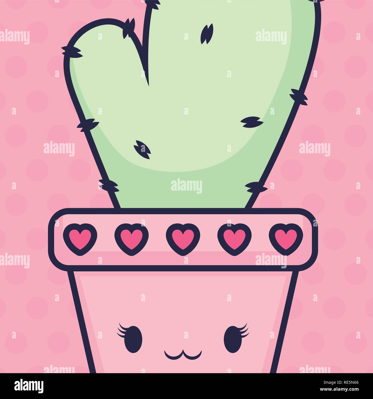 cute cactus plant kawaii character vector illustration design Stock ...