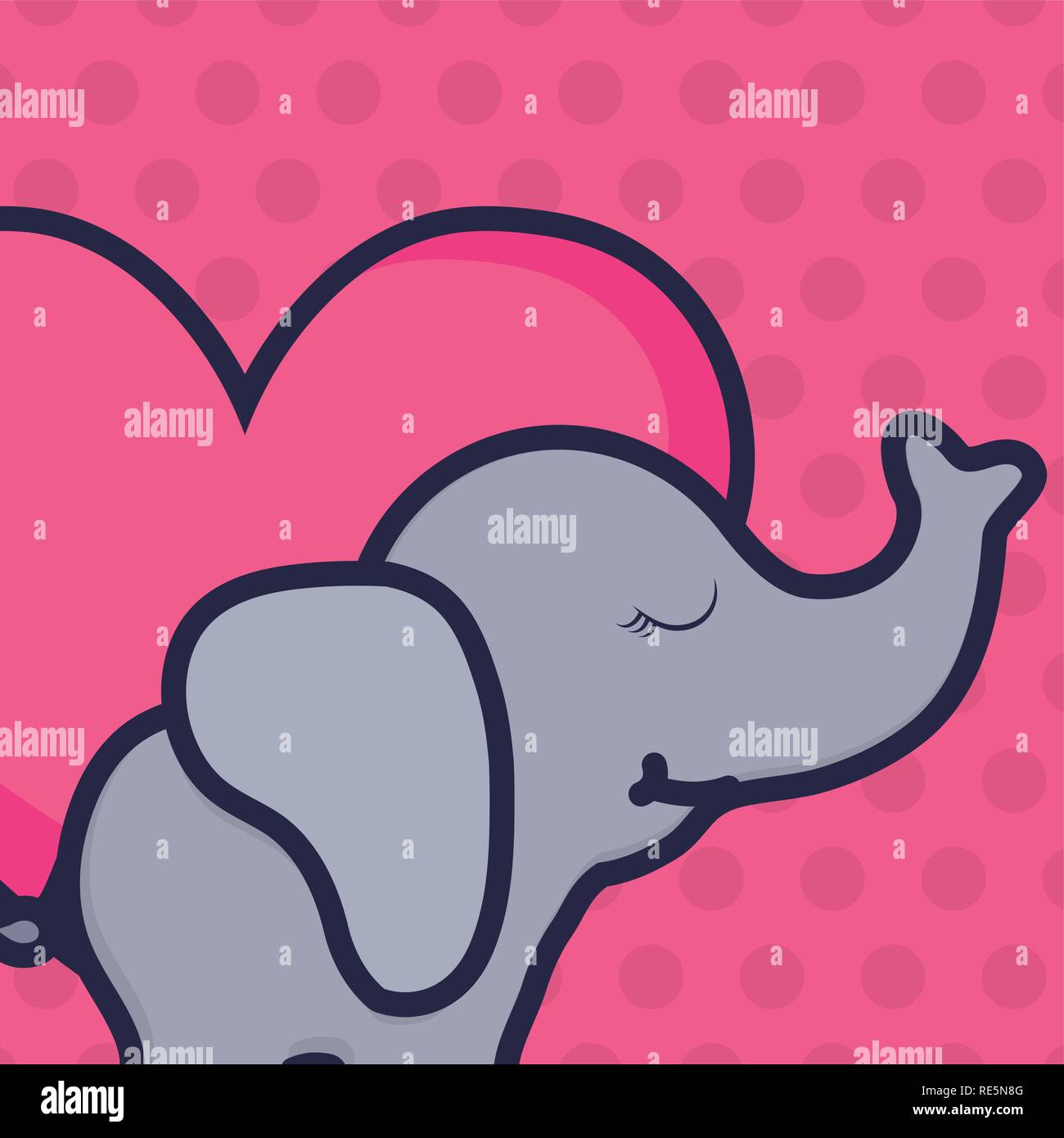cute and little elephant with heart vector illustration design Stock ...