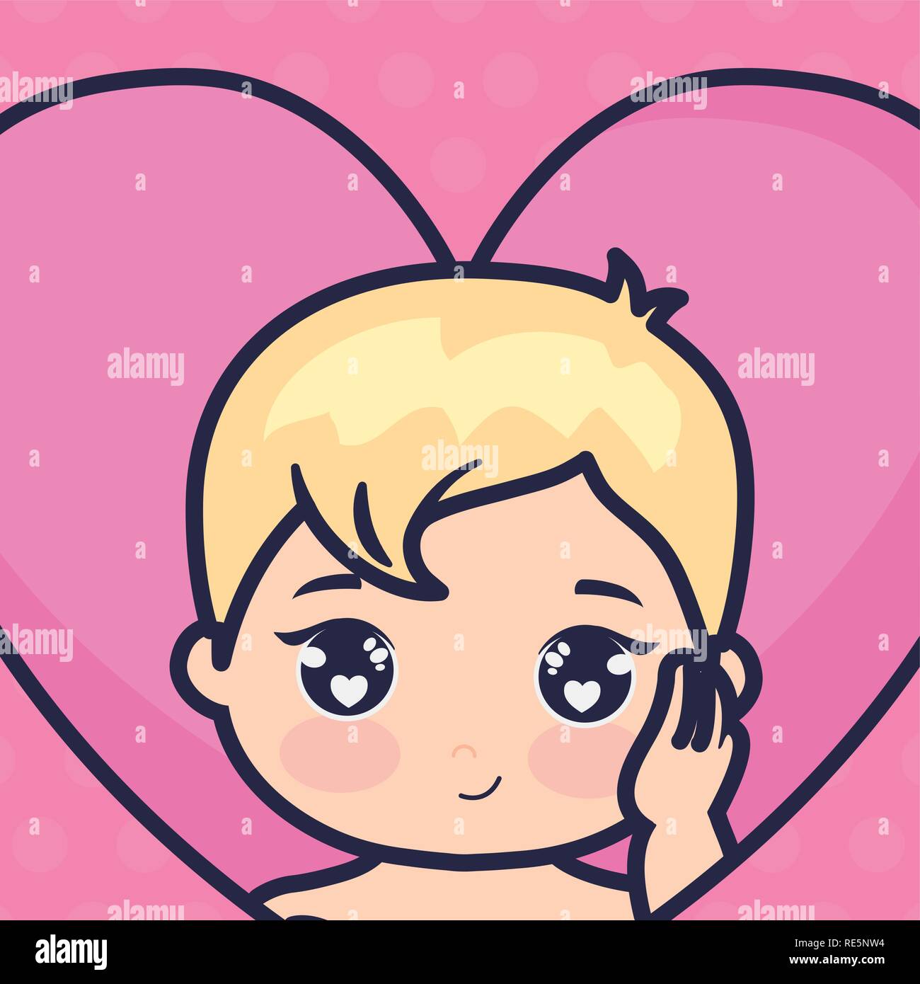 cute and little baby in heart love vector illustration design Stock ...