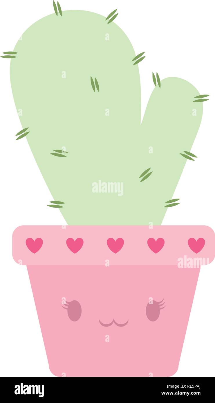 cute cactus plant kawaii character vector illustration design Stock ...