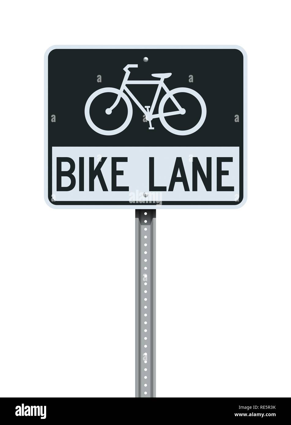 Vector illustration of the Bike Lane black and white road sign Stock Vector