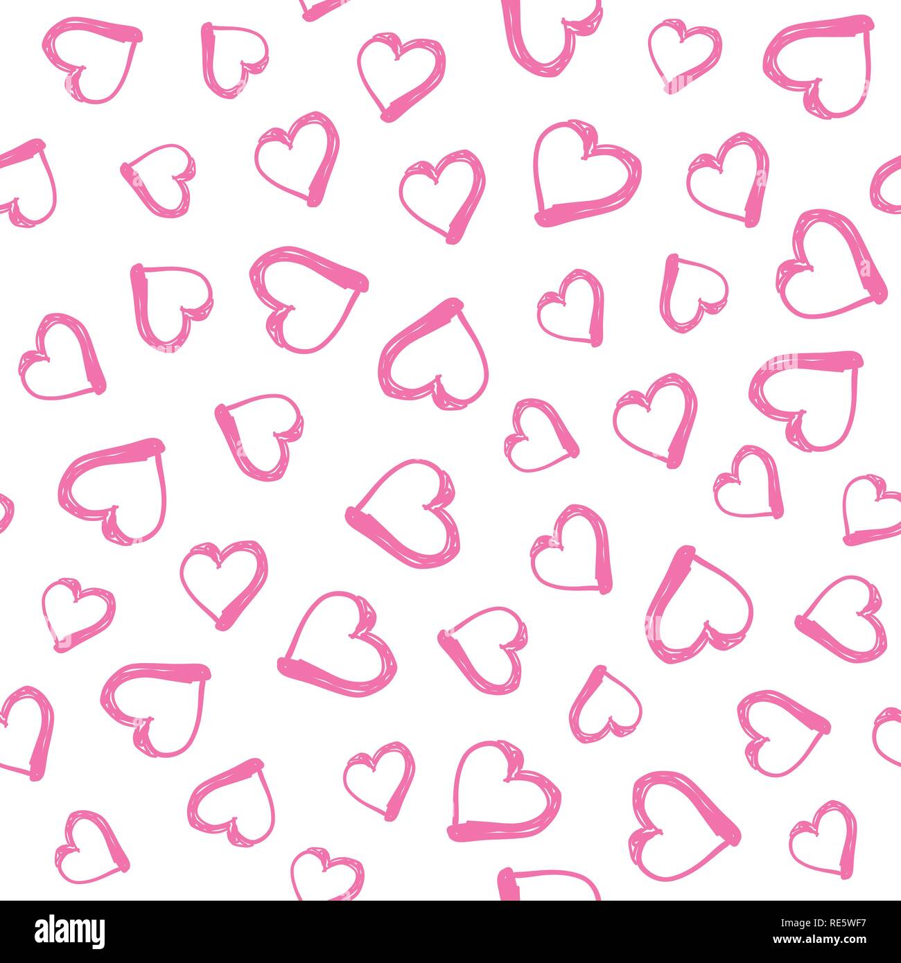 Seamless pattern with hand drawn hearts. Stock Vector