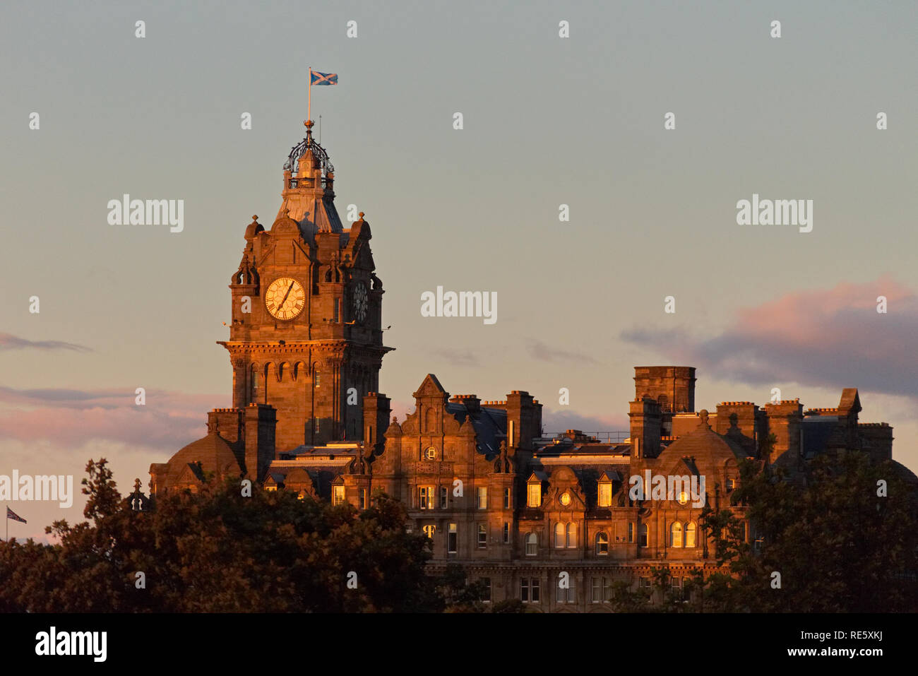 A photograph of the famous Balmoral evening in central Edinburgh, Scotland, UK Stock Photo