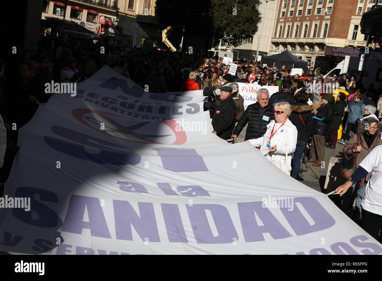 Madrid Spain 20th Jan 2019 Banner That Claims No Cuts In