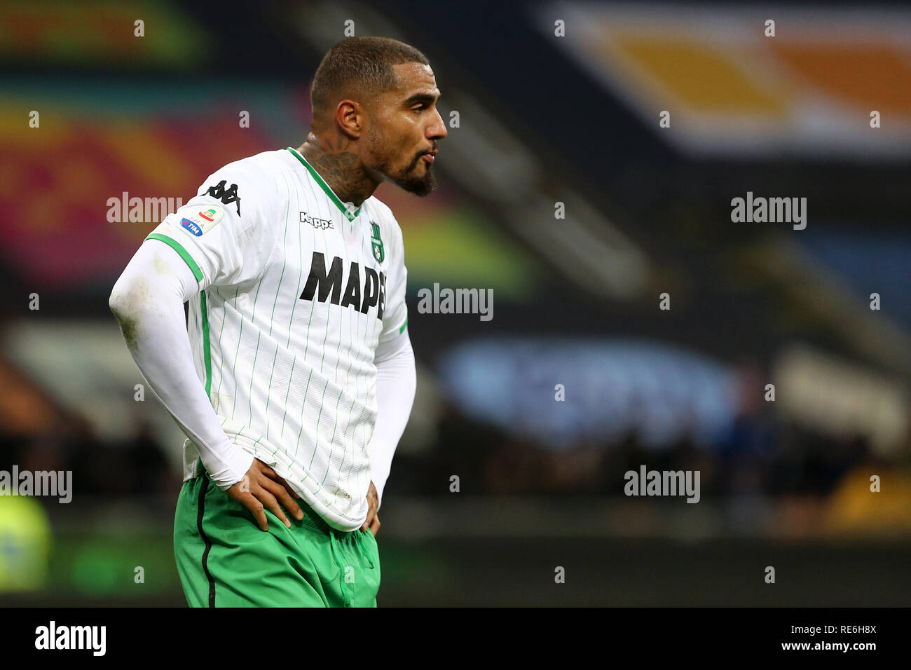 Milan, Italy. 19th January 2019.  Kevin-Prince Boateng   of Us Sassuolo Calcio in action during the Serie A match between FC Internazionale and Us Sassuolo Calcio. Credit: Marco Canoniero/Alamy Live News Stock Photo