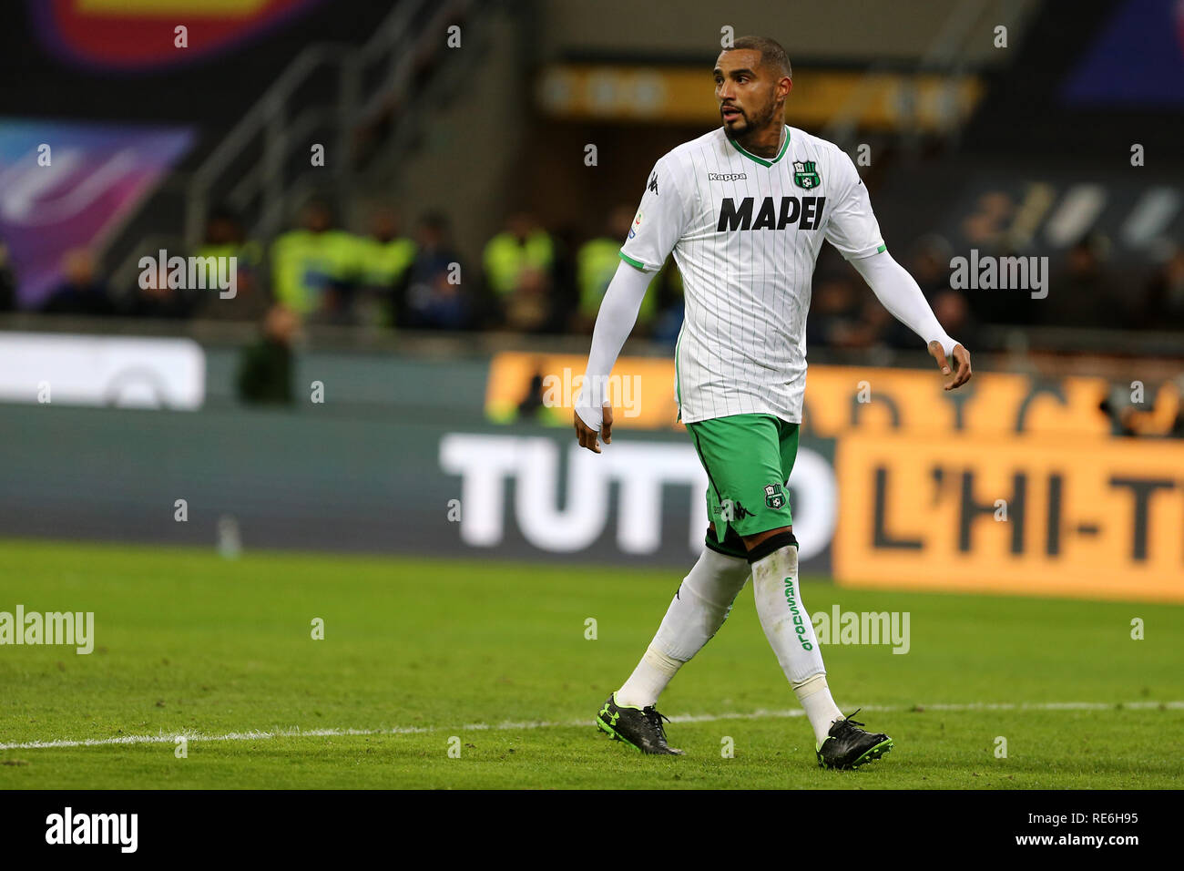 Milan, Italy. 19th January 2019.  Kevin-Prince Boateng   of Us Sassuolo Calcio in action during the Serie A match between FC Internazionale and Us Sassuolo Calcio. Credit: Marco Canoniero/Alamy Live News Stock Photo