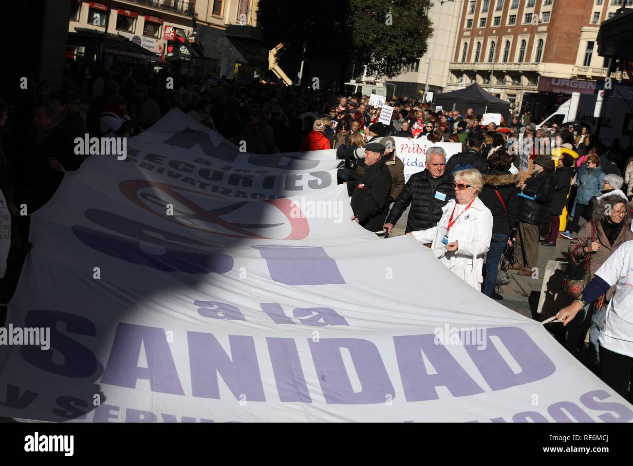 Madrid Spain 20th Jan 2019 Banner That Claims No Cuts In