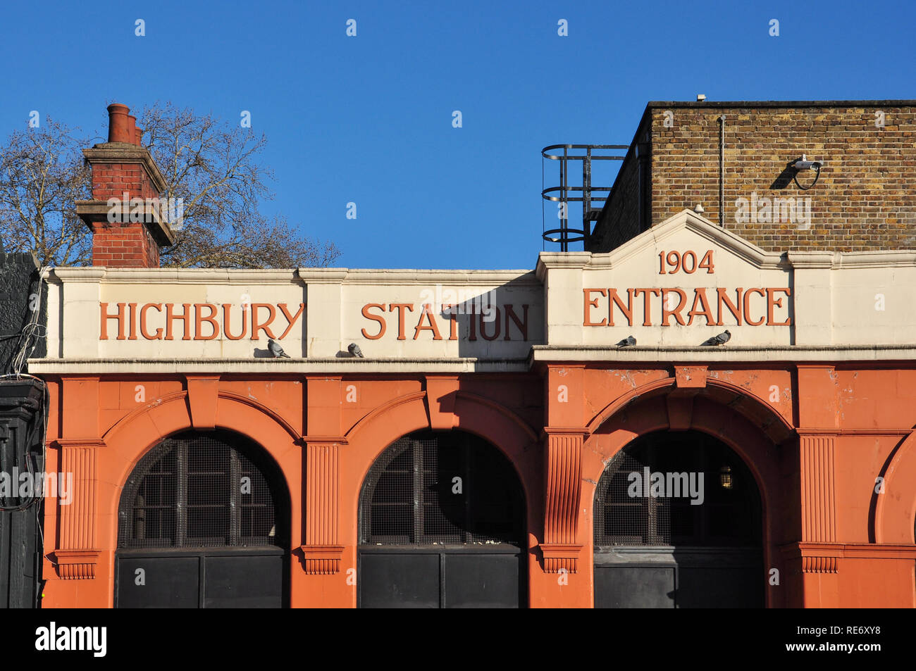 Old Highbury station entrance, Highbury Corner, Islington, London, England, UK Stock Photo