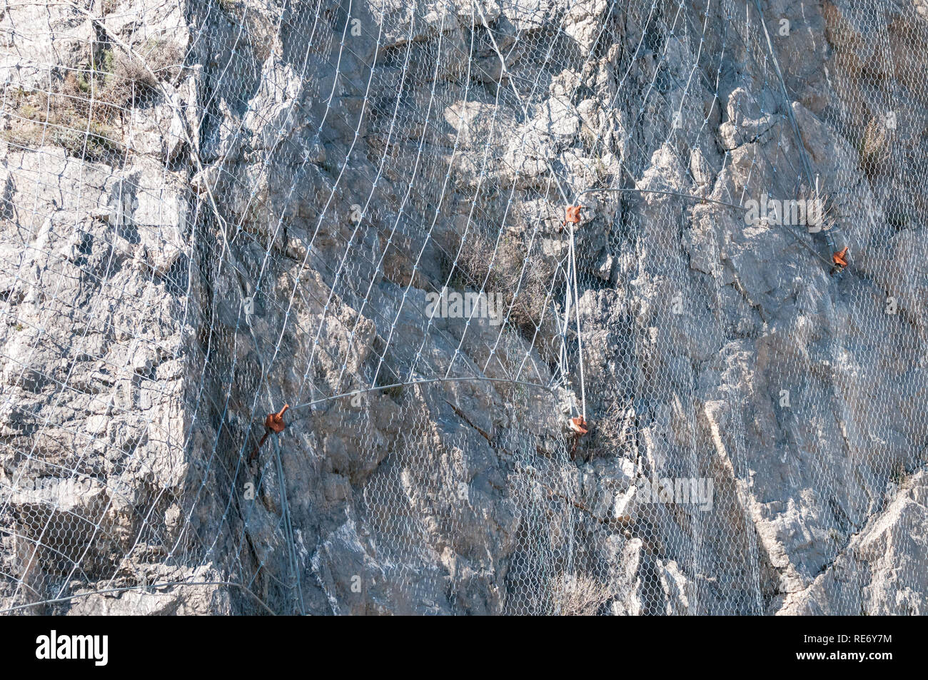 netting rockfall barrier, Catalonia, Spain Stock Photo