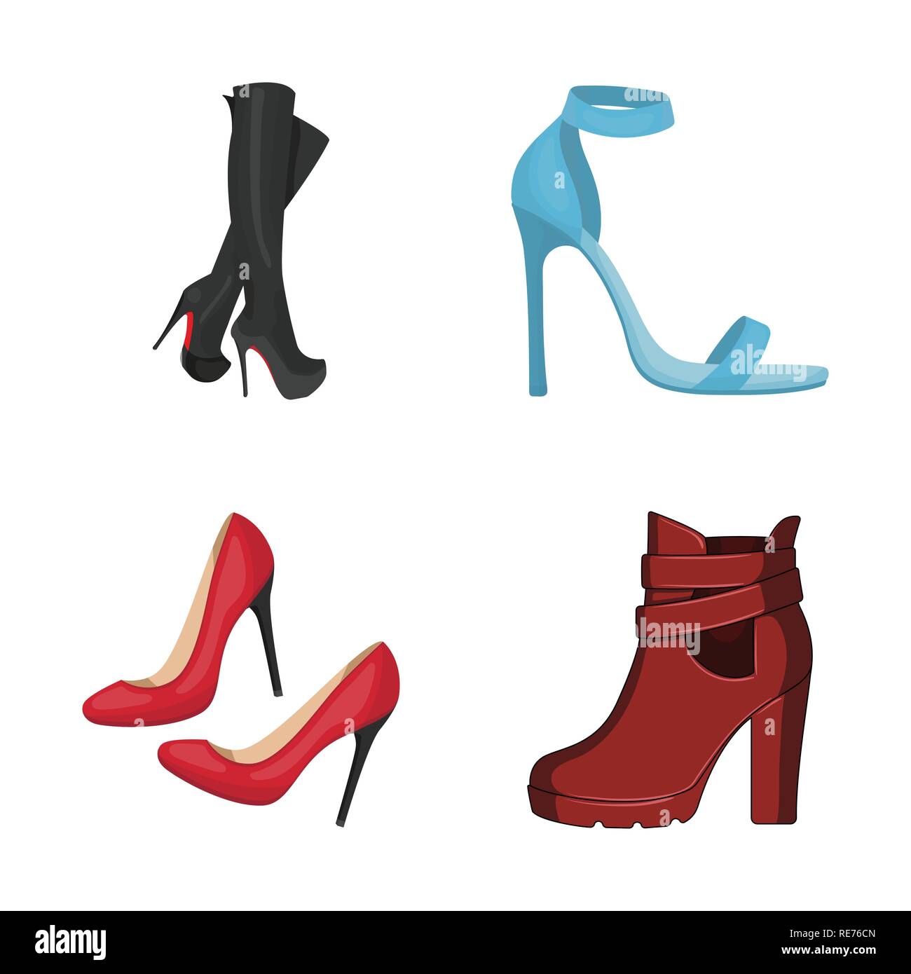 sticker,women,red,silhouette,boot,heel,high,shoes,stiletto,fashion,shoe,pair,girl,set,vector