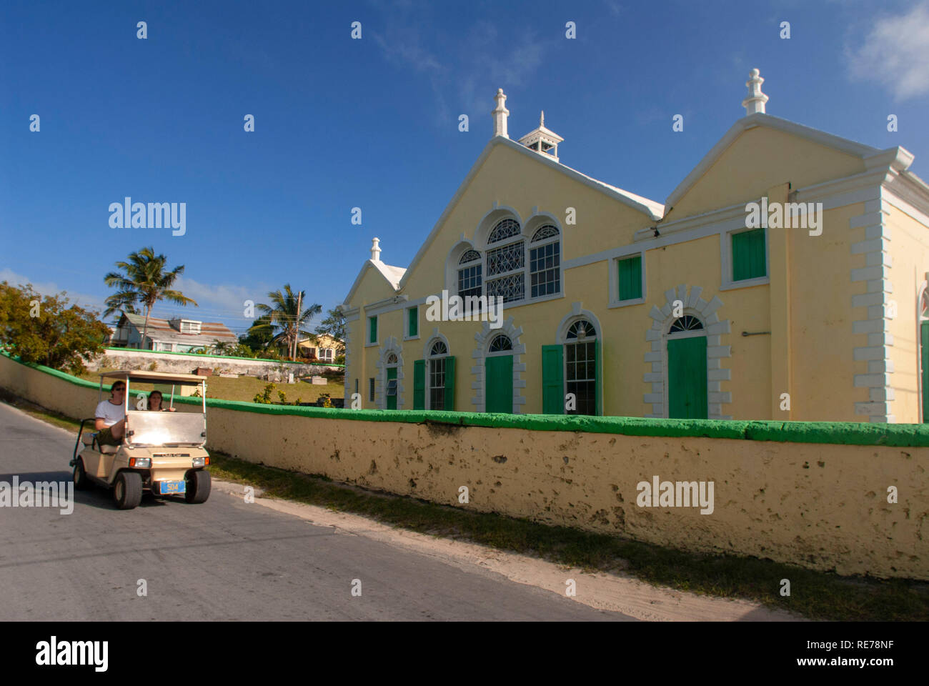 Typical houses in Dunmore Town, Harbour Island, Eleuthera. Bahamas Stock Photo